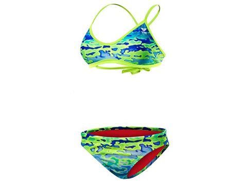 TYR Serenity Schwimmbikini Blue Green Crosscut Tieback Top Mini Bikini Bottom 36