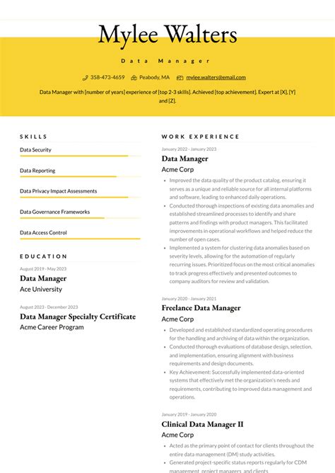 Data Manager Resume Examples And Templates