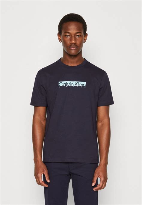 Calvin Klein New York Box Logo T Shirt Print Night Skydonkerblauw Zalandobe