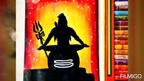 Shiva Painting Shadow Shiv Ji Drawing With Oil Pastels Step By Step Lord Shiva Easy