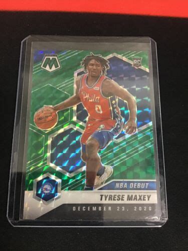 2020 21 Panini Mosaic TYRESE MAXEY Green Prizm SP NBA Debut Card 263