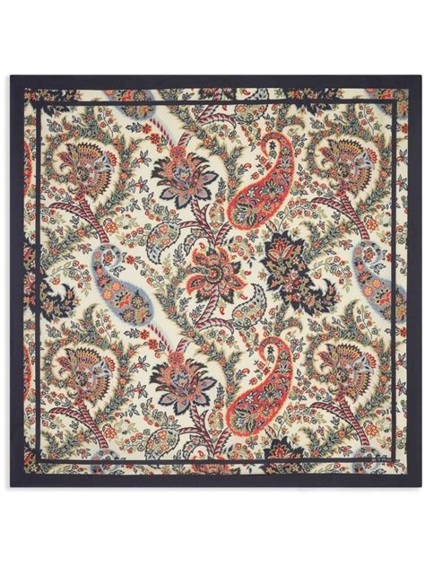 ETRO Paisley Print Silk Scarf Neutrals FARFETCH In 2024 Paisley