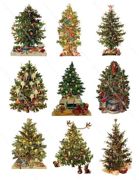 Christmas Tree Vintage Clip Art Digital Collage Sheet - Etsy