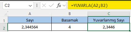 Excelde Yuvarlama İşlemi Nasıl Yapılır