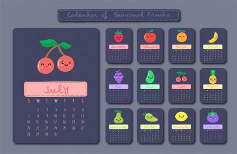 Premium Vector | Calendar of seasonal fruits