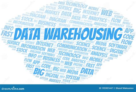 Data Warehousing Vector Word Cloud Made With Text Only Stock