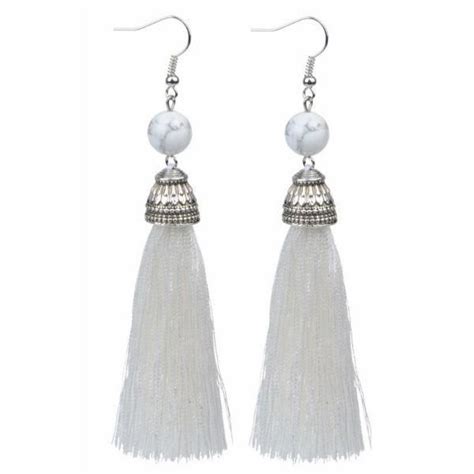 Stone Tassel Earrings Tassel Earrings Vintage Fringe Stone Beads