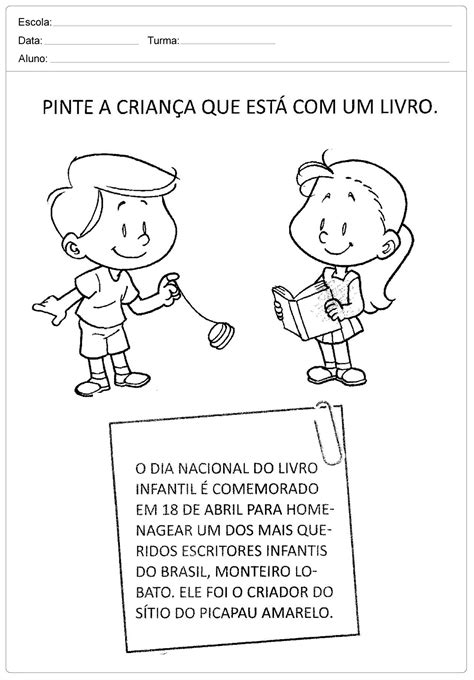 Atividades Para O Dia Do Livro Infantil — SÓ Escola