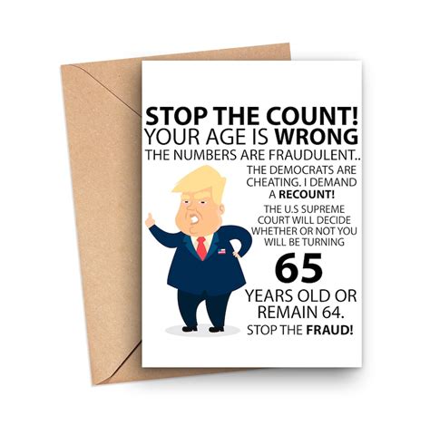 Funny 65th Birthday Card Funny Trump 65th Birthday Card - Etsy