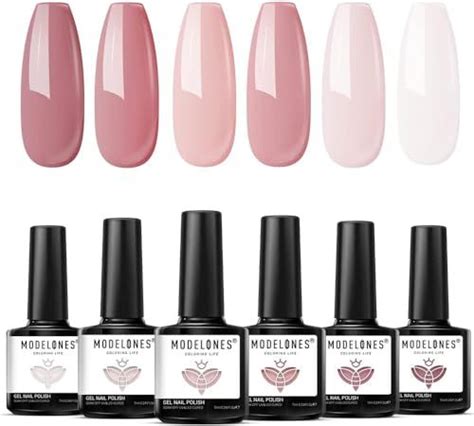 Modelones Gel Nail Polishes Colors Nude Pink French Manicure Nail Polish Set Spring UV Gel