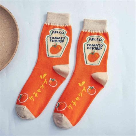 Orange Ikon Socks Socks Cotton Socks Cute Socks