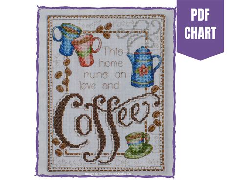 Love And Coffee Cross Stitch Chart Coffee Cross Stitch Etsy