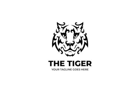 Plantilla Minimalista De Logotipo De Cabeza De Tigre Vector Premium