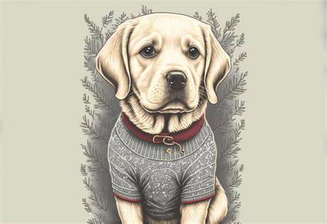 Premium Photo | Dog wearing a christmas sweater digital illustration painting artwork