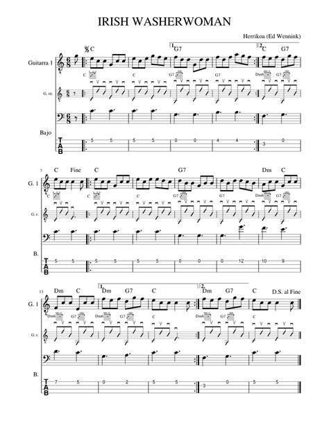 Irish Washerwoman Sheet Music For Guitar Bass Guitar Mixed Ensemble