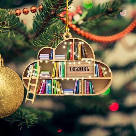 Personalized Christmas Book Tree Ornament D Book Lover Etsy