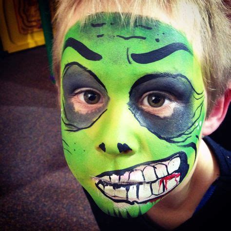 Green scary zombie face paint | Zombie face paint, Zombie face, Face ...