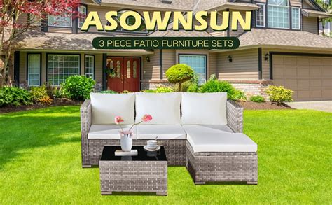 Asownsun 4 Seater Rattan Garden Furniture Sets All Weather Pe Rattan