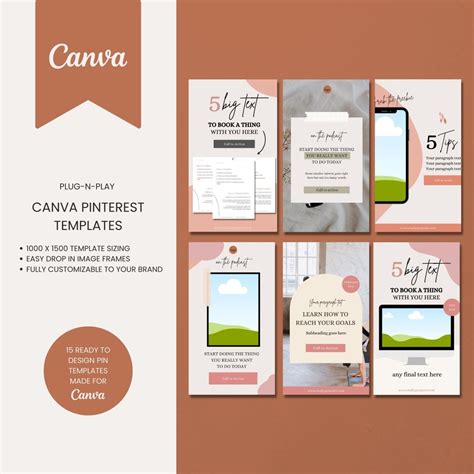 Minimalist Pinterest Templates for Canva, Editable Pin Templates for ...