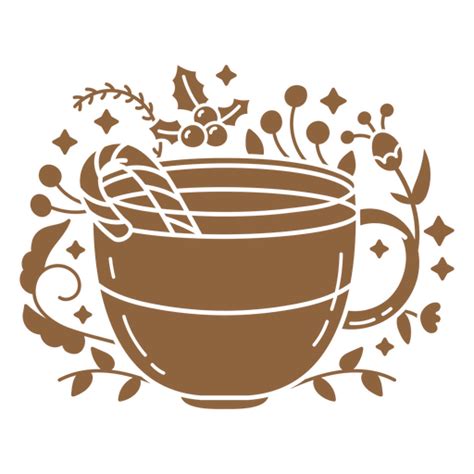 Design Png E Svg De Xícara De Chocolate Quente Com Azevinho E Frutas Vermelhas Para Camisetas