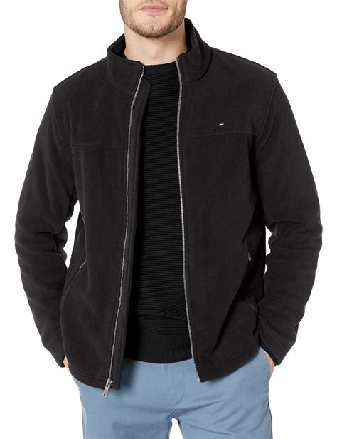 Tommy Hilfiger Classic Zip Front Polar Fleece Jacket In Black For Men