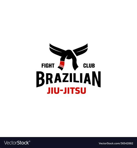 Brazilian jiu jitsu black and red belt logo icon Vector Image