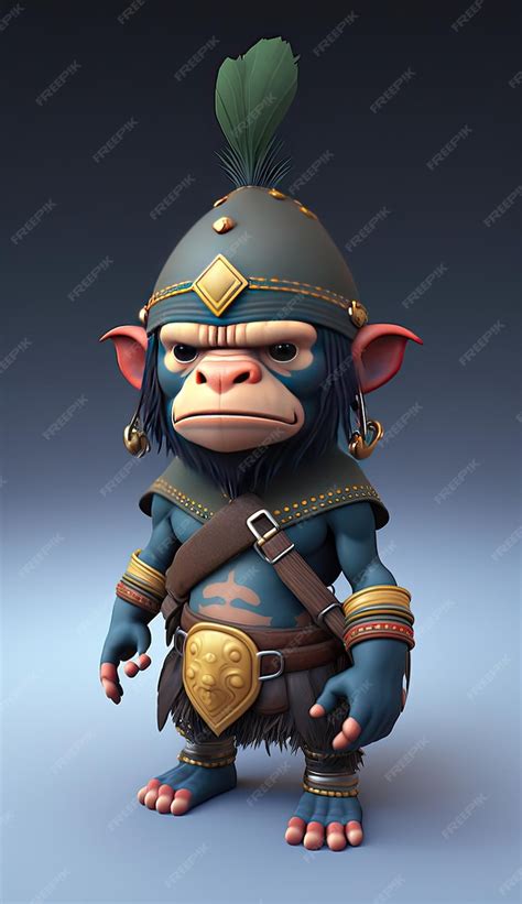 Premium Ai Image Cute Chimpanzee Animal Warrior 3d Game Model