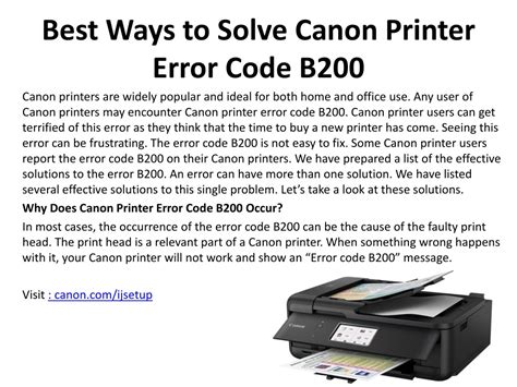 Ppt Best Ways To Solve Canon Printer Error Code B200 Powerpoint