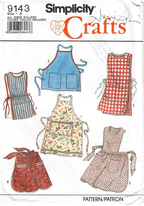 S Simplicity Uncut Vintage Sewing Pattern Half Apron Full