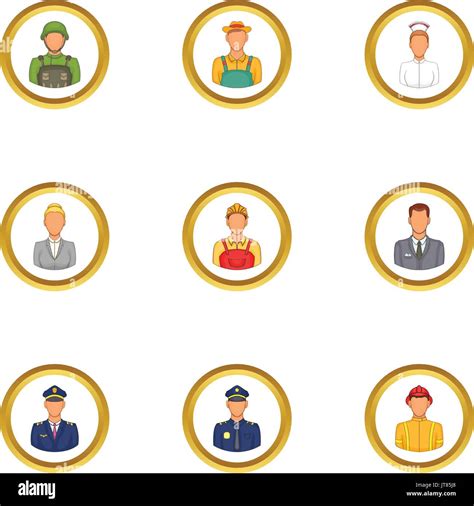 Professions Icons Set Cartoon Style Stock Vector Image And Art Alamy