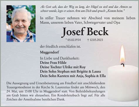 Traueranzeigen Von Josef Beck Trauer Nn De