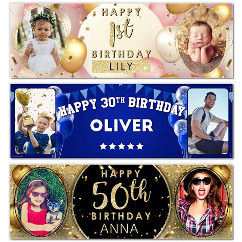 Buy 1 X 6FT Large Banner Happy Birthday Personalised Photo Birthday