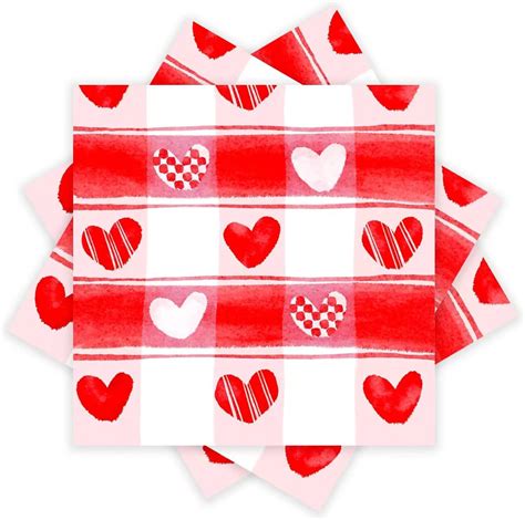 Quera Pack Valentine S Day Paper Napkins Watercolour Love Heart