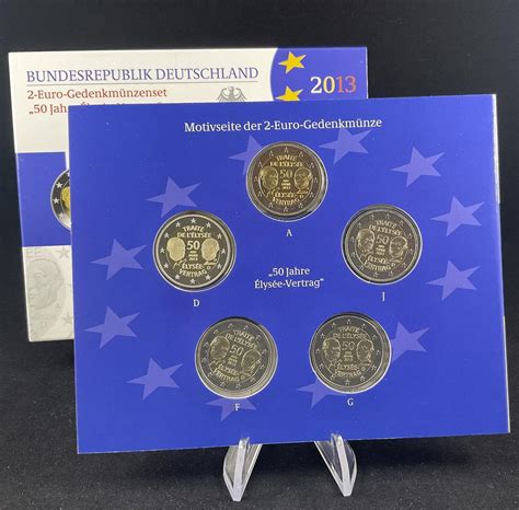 Deutschland Gedenkmünzenset 2 Euro 2013 A D F G J 50 Jahre Elysee