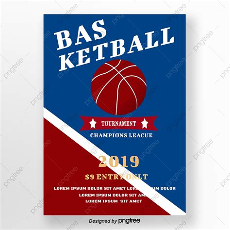 Gambar Poster Kreatif Untuk Pertandingan Basket Retro Merah Dan Biru