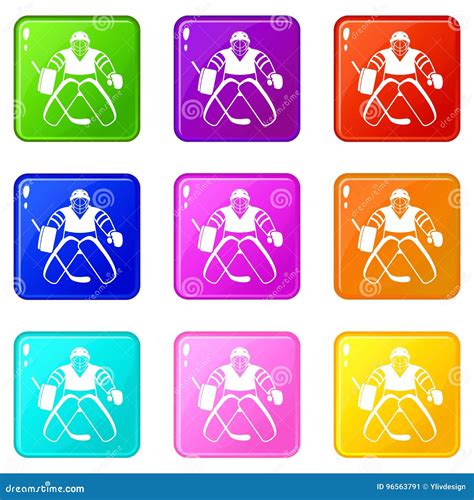 Hockey Goalkeeper Set 9 Stock Vector Illustration Of Protective 96563791