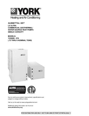 Fillable Online Heating And Air Conditioning SUBMITTAL SET LX ULTRA