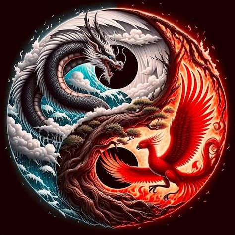 Premium Photo Ying Yang Symbol Dragon Wallpaper