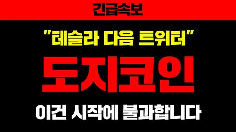 긴급속보테슬라 다음 트위터도지코인 이건 시작에 불과합니다도지코인실시간 도지코인분석 도지코인대응전략 Youtube