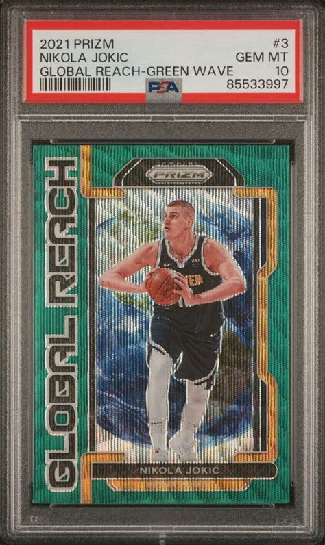 Nikola Jokic Prizm Global Reach Green Wave Psa Pop Ebay