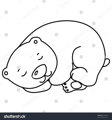 Little Cute Sleeping Bear Cartoon Line Stock Vector 89438263 - Shutterstock