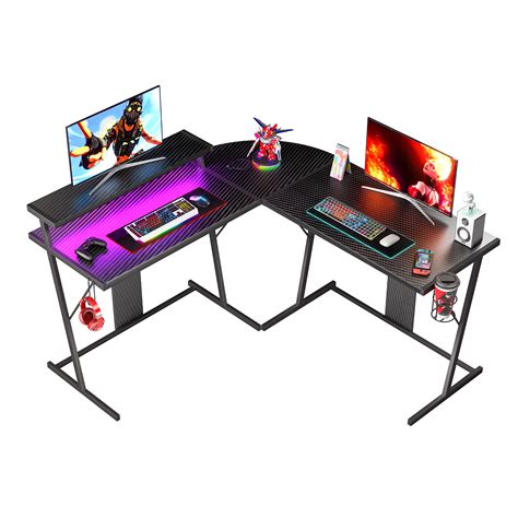 最大58オフ ファーストポートBestier 51L Shaped Gaming Desk Computer w RGB Strip