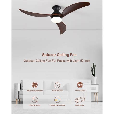 52 Inch Low Profile Flushmount Ceiling Fan With Light Remote Control Dc Motor Sofucor