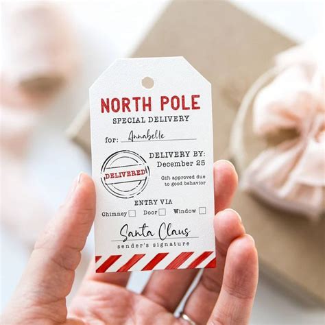 Printable North Pole Special Delivery Tag Template Editable Santa Gift