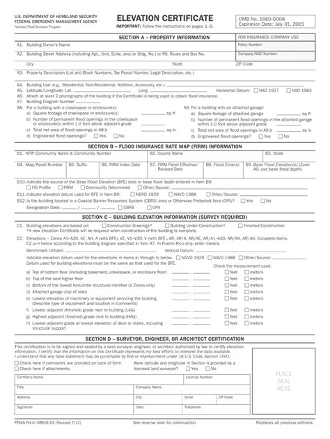 Fillable Elevation Certificate Form 2019 Fill And Sign Printable Template Online Us Legal Forms