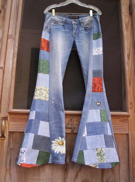 Custom Bell Bottoms You Send Yours Hippie Patchwork Jeans