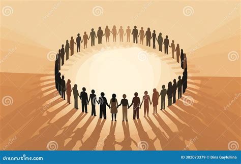 Conceptual Business Illustration Of A Group Of People Forming A Circle