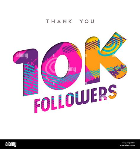 10000 Followers Thank You Paper Cut Number Illustration Special 10k