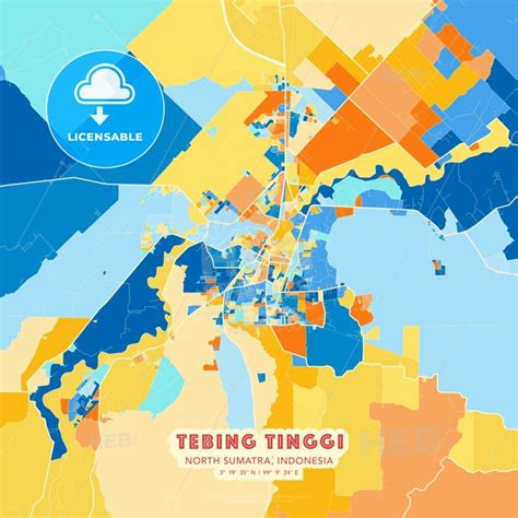 Tebing Tinggi, North Sumatra, Indonesia colourful art map in 2022 | Map ...