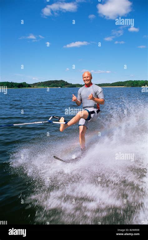 Man Water Skiing Stock Photo Alamy